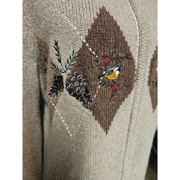 Croft & Barrow Woodsy Full Zip Winter Cardigan with a Touch of Silk, Size Small - Picture 2 of 7